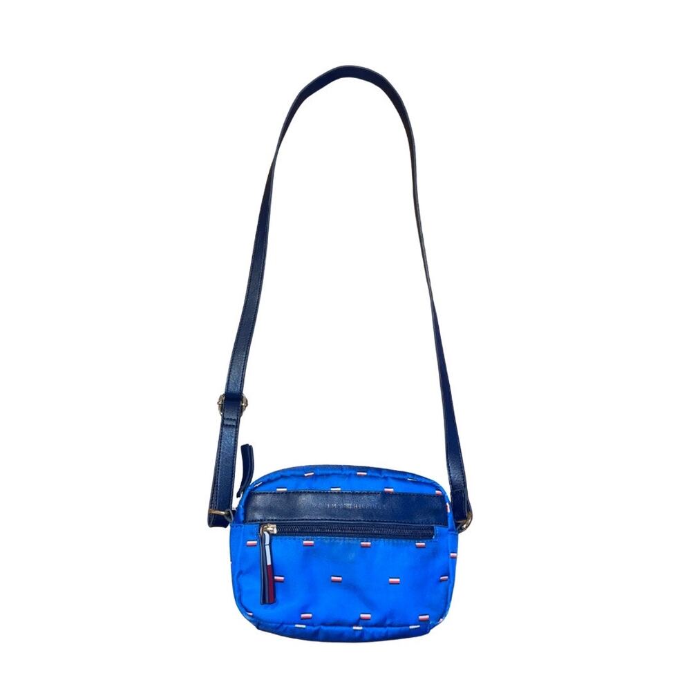 Tommy Hilfiger Logo Print Nylon Crossbody Purse Navy Blue Small